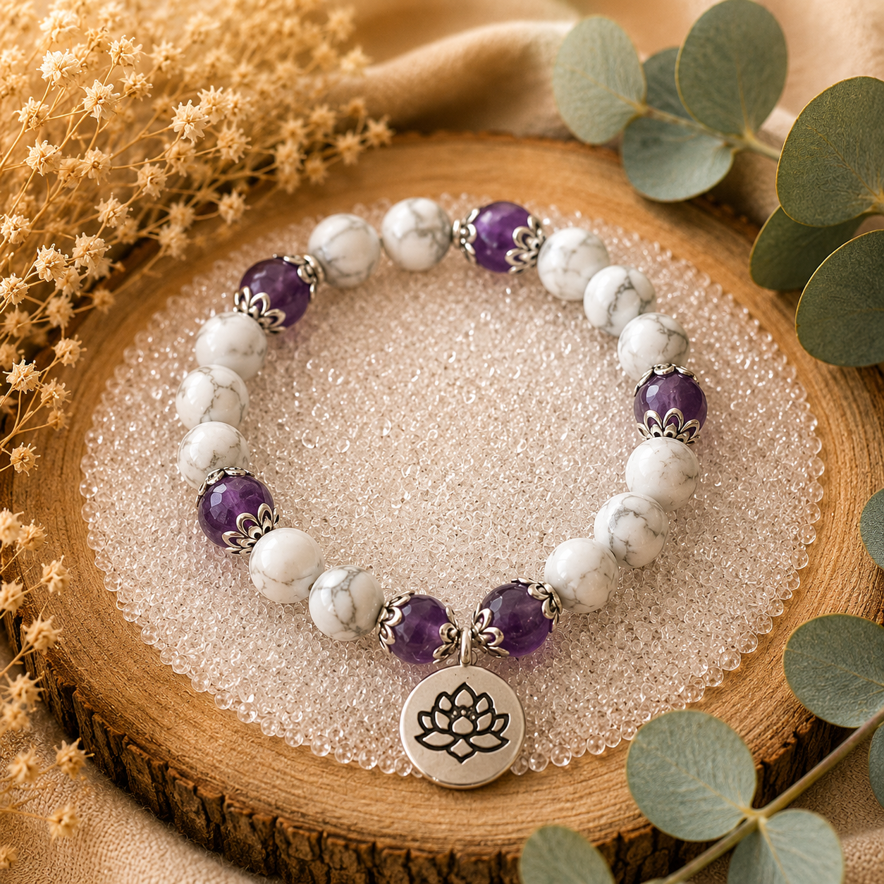 Howlite et Améthyste 8mm