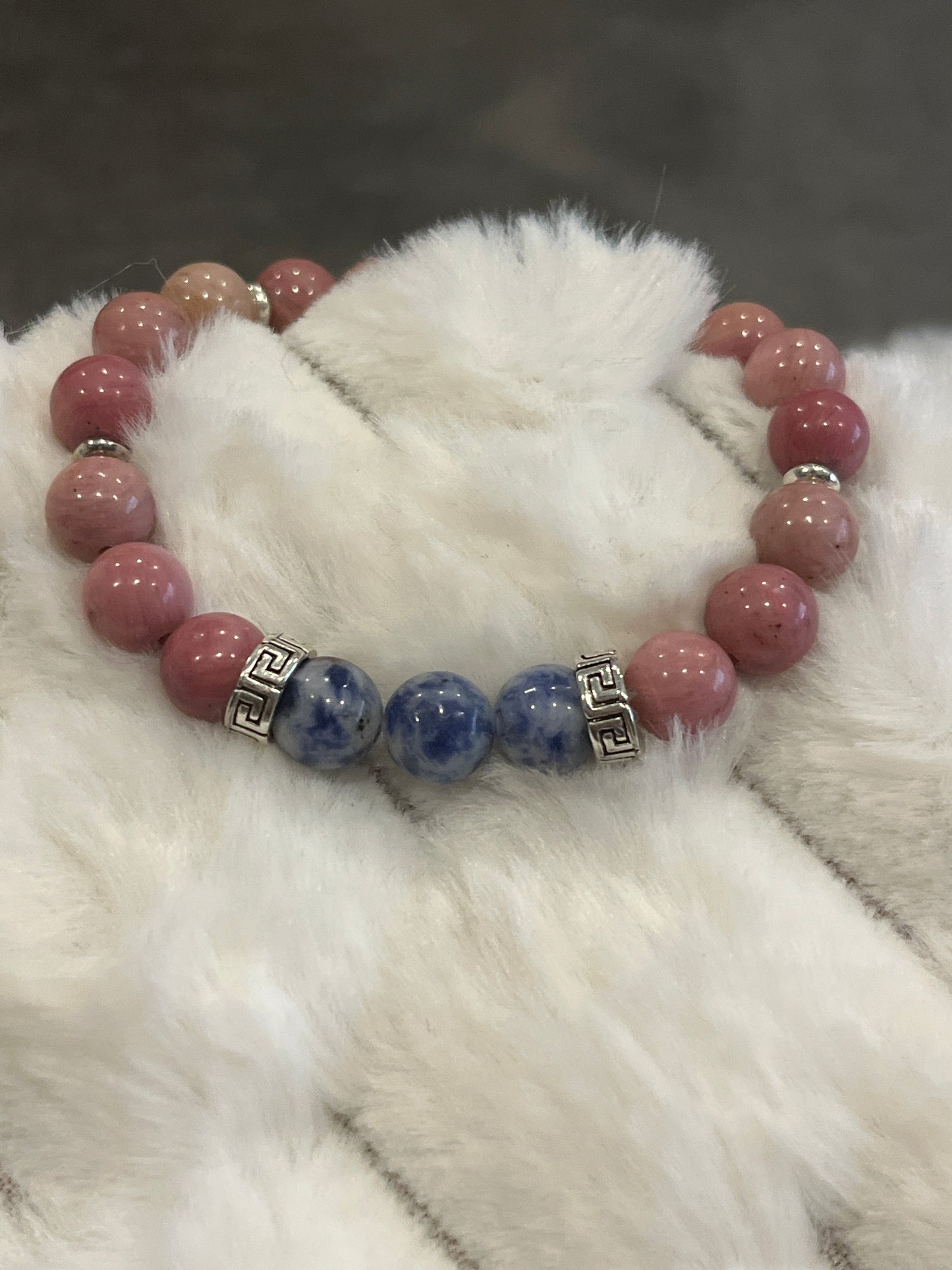 Rhodonite et sodalite 8 mm