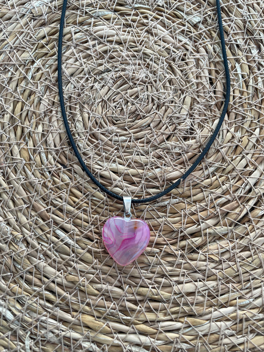 Collier coeur rose
