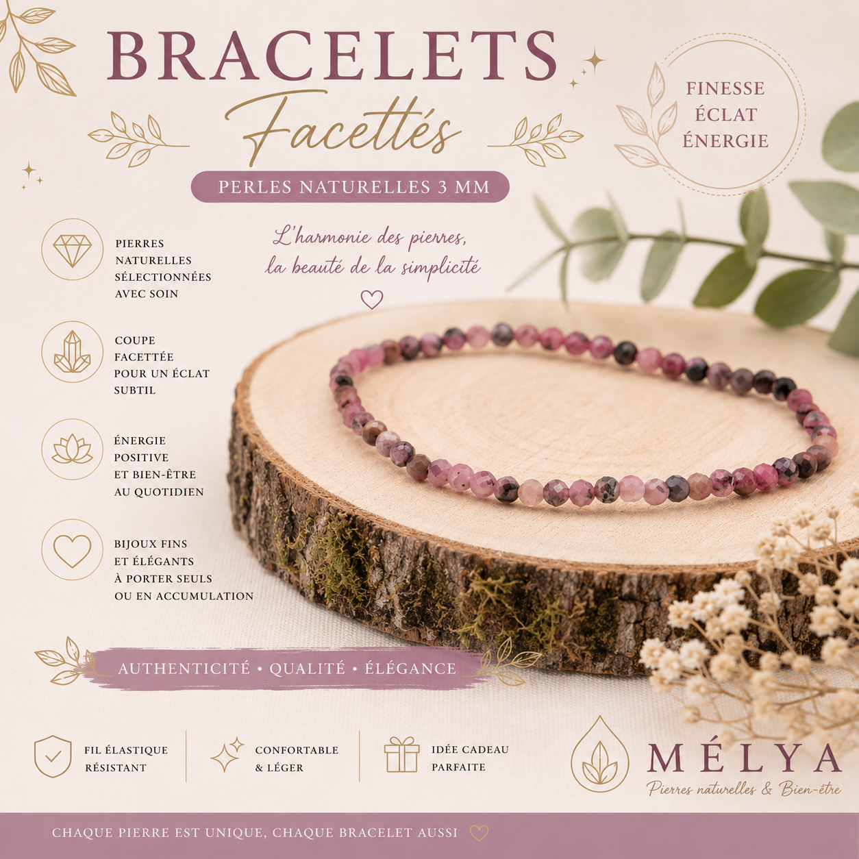 Les Bracelets facettés 3mm