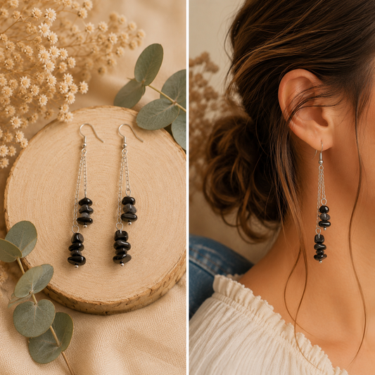Boucles d'oreilles Obsidienne A