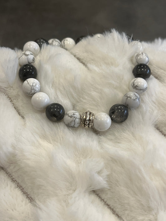 Howlite et Larkivite 8 mm