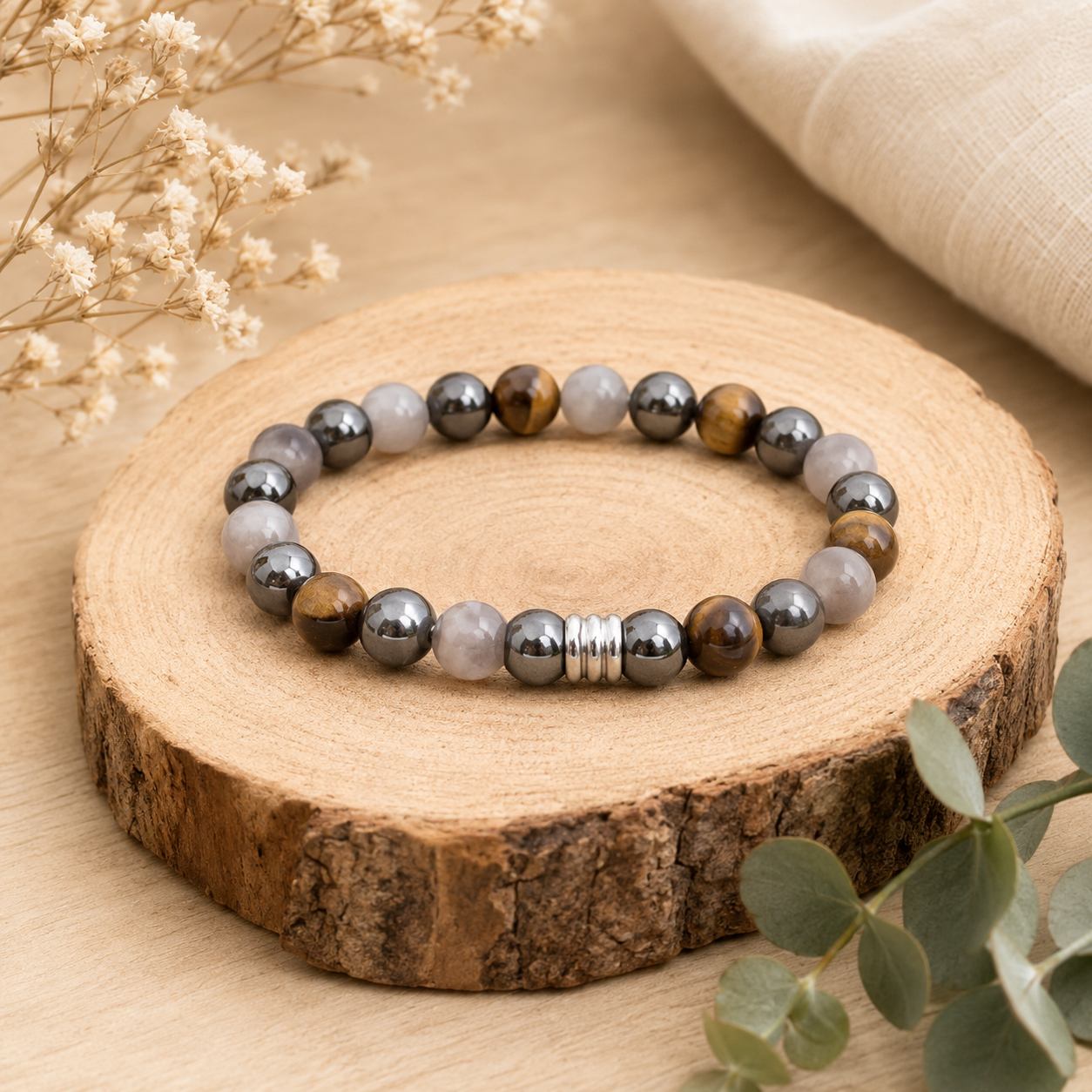 Bracelet Labradorite, Oeil de Tigre, Hématite A