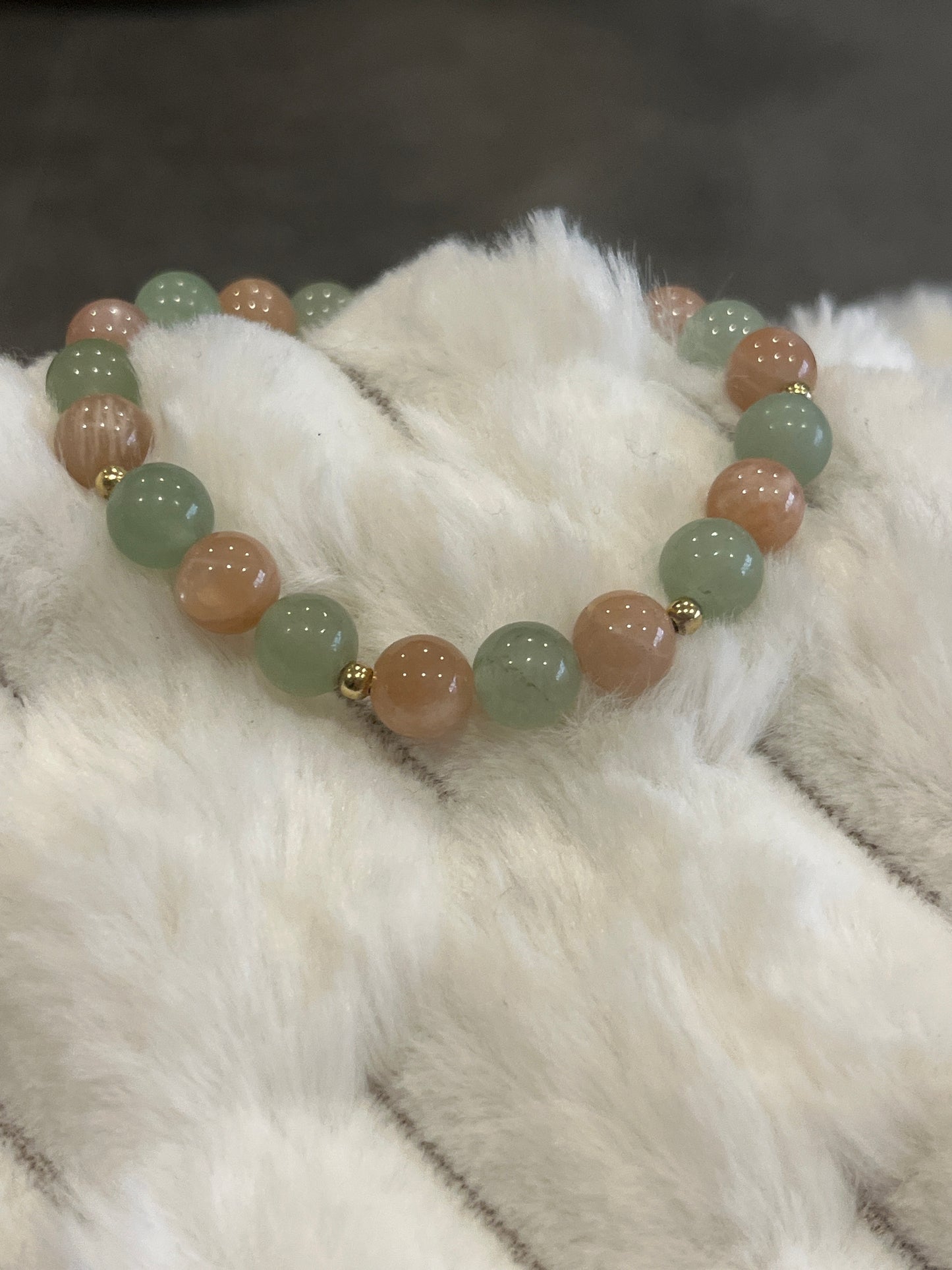 Pierre de soleil et Aventurine verte 8 mm