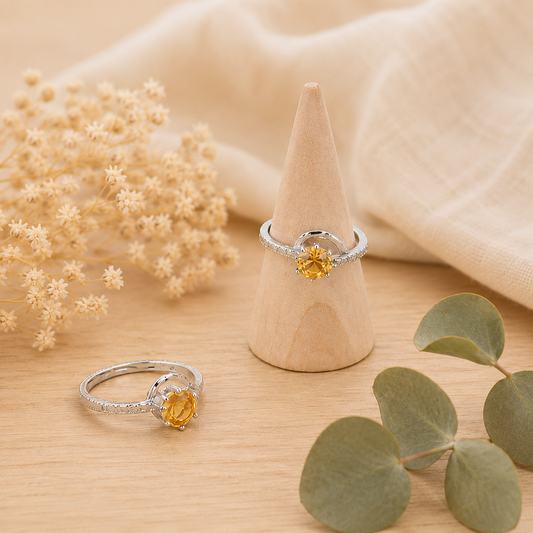 Bague réglable argent 925 Citrine AAA