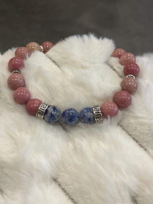 Rhodonite et sodalite 8 mm