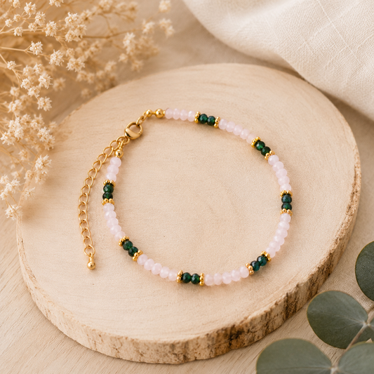 Bracelet Nacre, Malachite AA