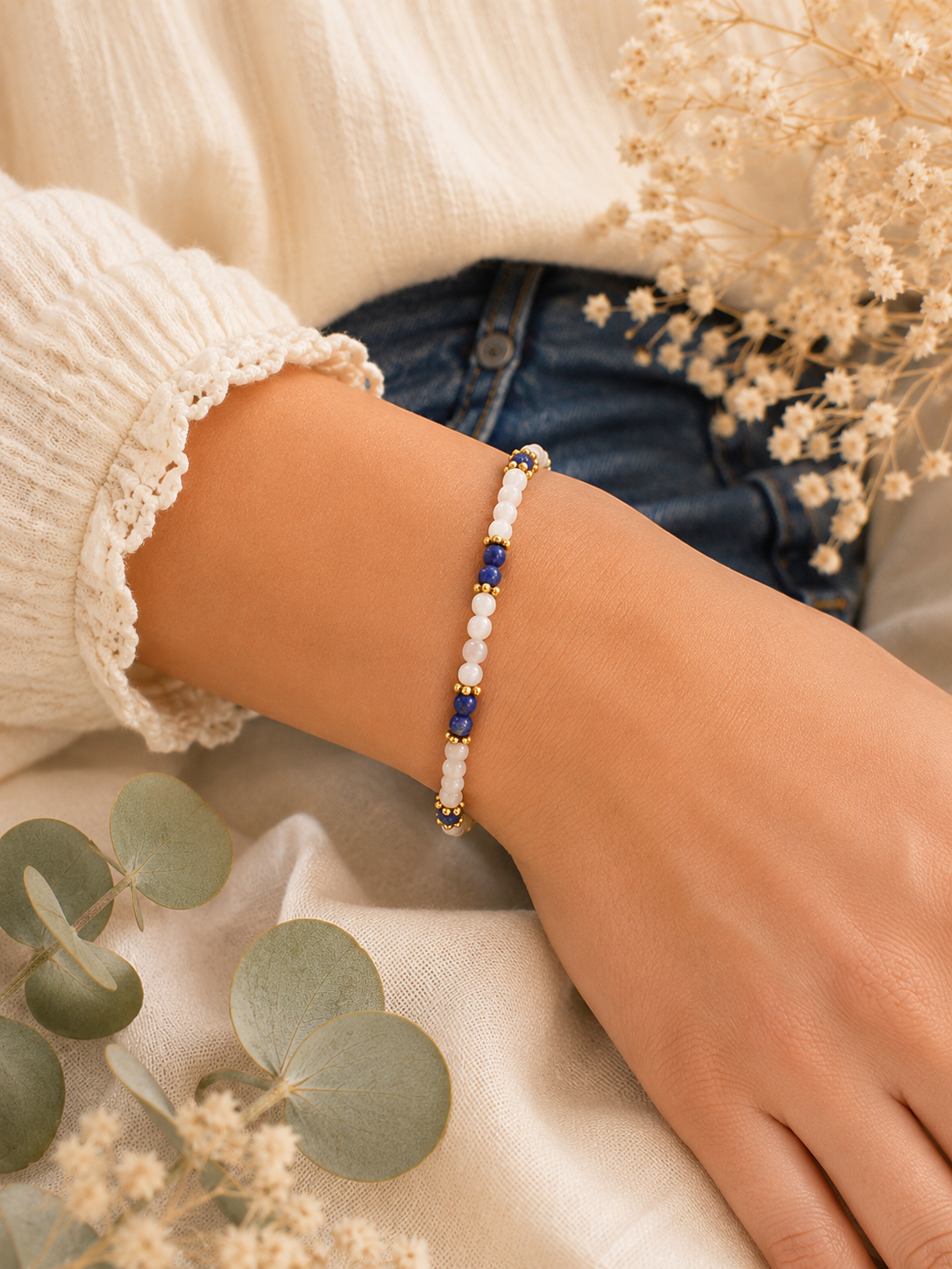 Bracelet Nacre, Lapis Lazuli AA