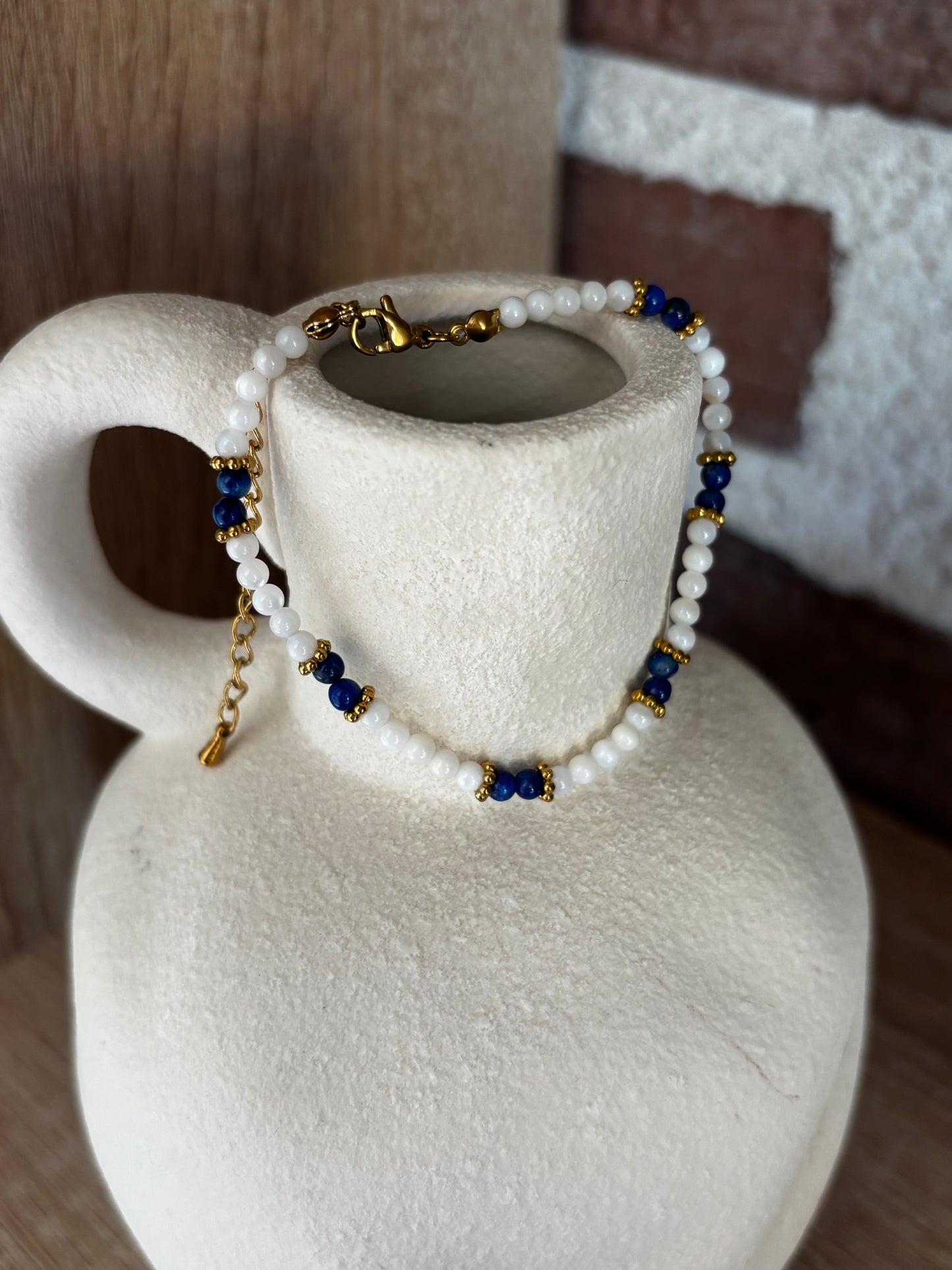 Bracelet Nacre, Lapis Lazuli AA